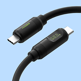 Кабель USB-С універсальний HAGiBiS SX02 з LED-дисплеєм силіконовий (1 м), Black