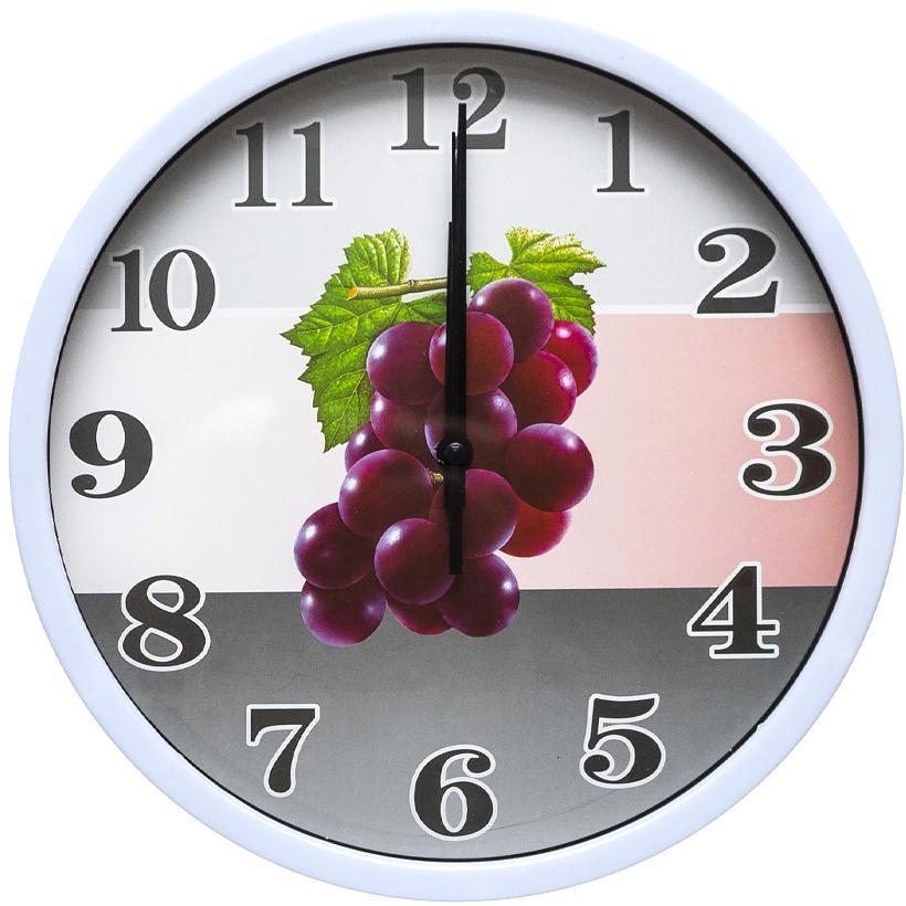 Годинник настінний №-122 на батарейках, матеріал пластик, розмір 25 см, білий