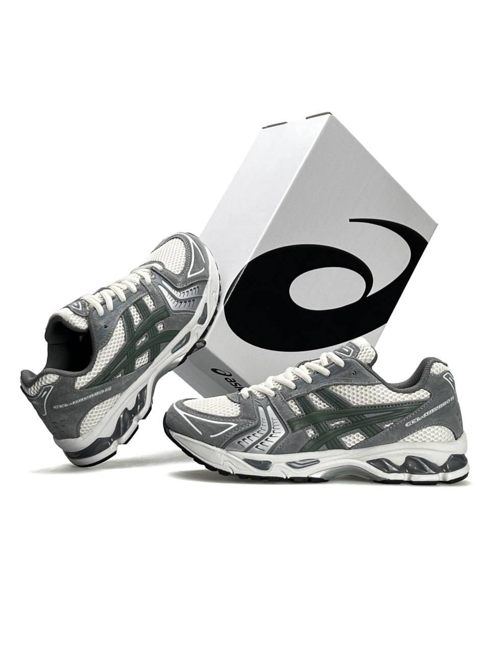 Чоловічі кросівки ASICS Gel-Kahana 14 Grey Silver Green, кеди Асикс шкіра замша текстиль сірі. Чоловіче взуття