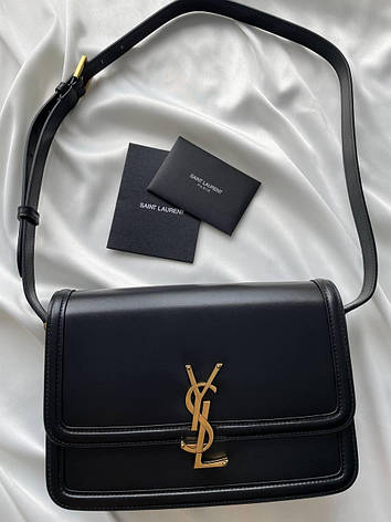 Чорна жіноча шкіряна сумка Yves Saint Laurent Solferino YSL Ев Сен Лоран шкіряна шкіра на плечі плечова, фото 1