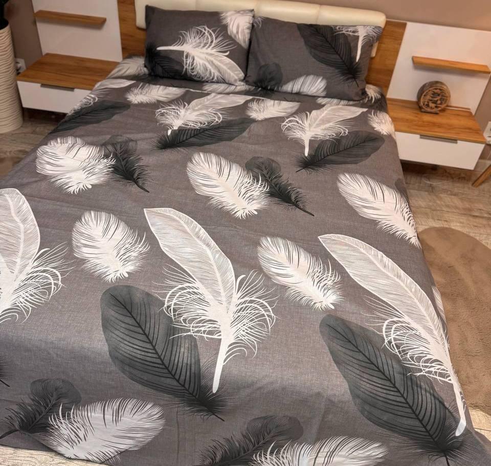 Односпальний комплект постільної білизни стандартний, принт: Пір'їни великі