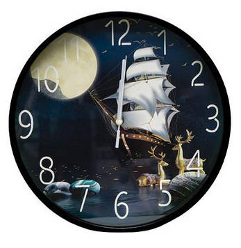 Годинник настінний №-139 на батарейках, матеріал пластик, розмір 30 см, чорний