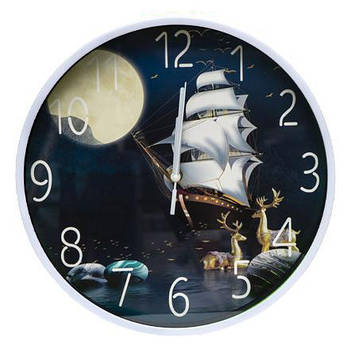 Годинник настінний №-140 на батарейках, матеріал пластик, розмір 30 см, білий