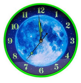 Годинник настінний №-147 на батарейках, матеріал пластик, розмір 30 см, зелений