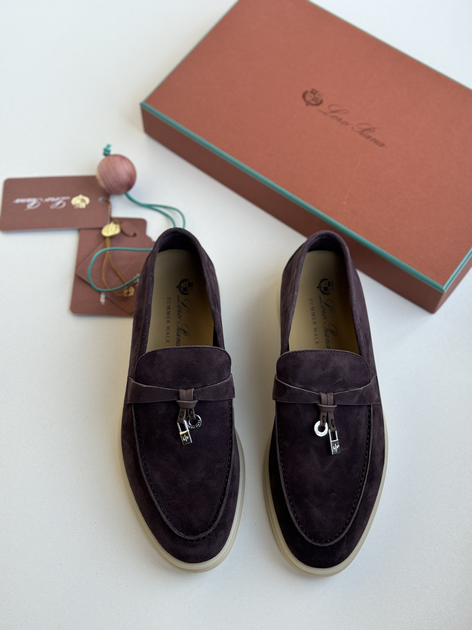 Жіночі коричневі замшеві Лоро півана лофери Loro Piana Summer Walk cashmere демісезонні чоботи лорики