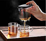 Подарунковий набір  чайник заварювальний з кнопкою Гун Фу типод 700 мл з 3 чашками, фото 6