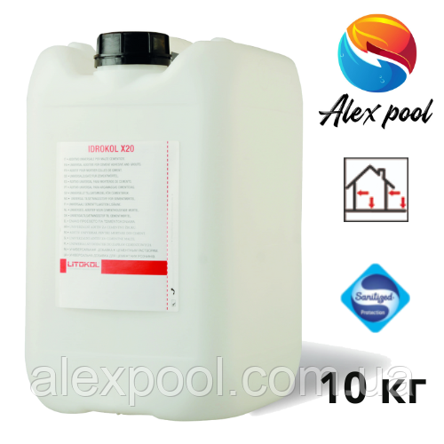 Litokol IDROKOL X20 10 кг Еластична латексна домішка для цементних розчинів для адгезії (X200010)