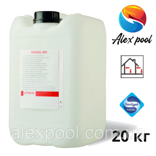 Litokol IDROKOL X20 20 кг Латексна добавка для цементних розчинів для еластичності та адгезії ( X200020 )