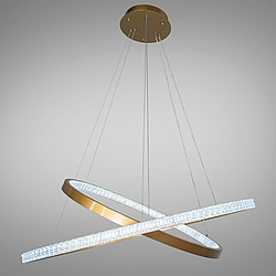 Підвісна Led люстра на 2 кільця Diasha 100W до 20 кв.м колір Золотистий D2489-800+600G