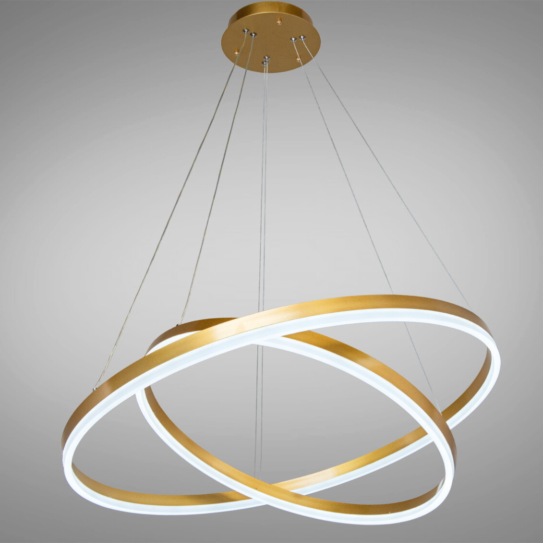 Підвісна Led люстра на 2 кола Diasha 100W до 20 кв.м колір D8174-800+600G