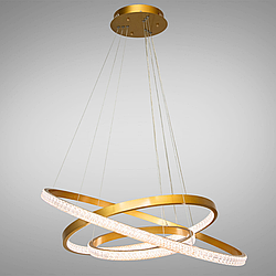 Люстра LED підвісна на 3 кільця Diasha 120W до 20 кв.м колір Золотистий D2489-800+600+400G