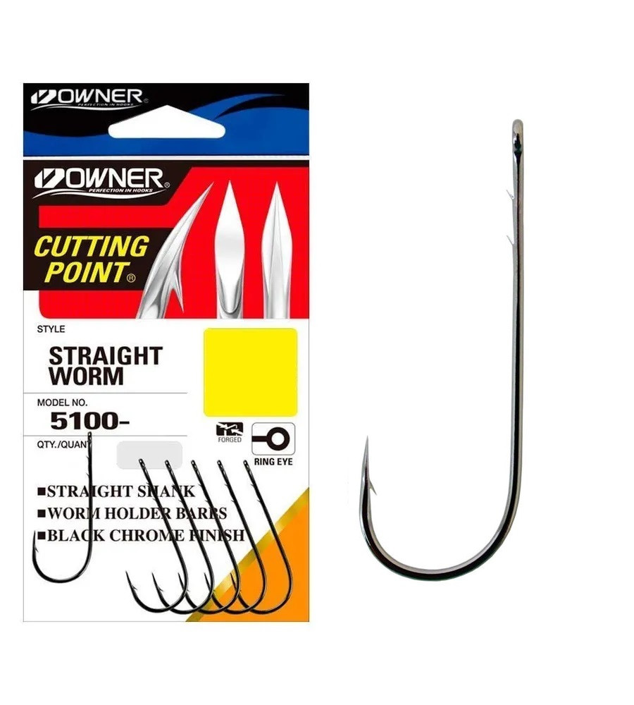 Гачки Owner Straight Shank 5100 №2 (довгі, з насічками)