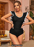 Купальник елегантний, цілісний, чорний із драпіруванням і воланами М ( 46-48 р), фото 3