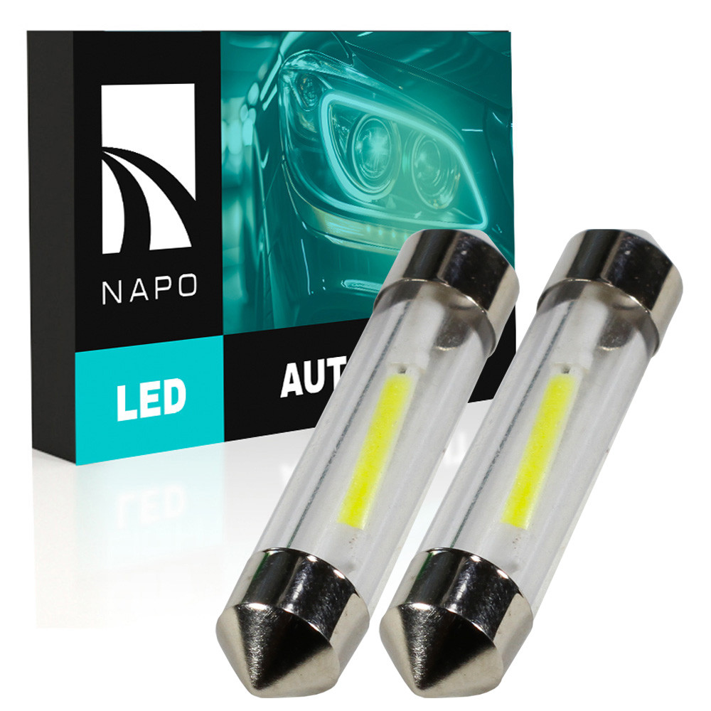 Комплект світлодіодних ламп NAPO LED SJ-COB-A 41mm C5W C10W колір світіння білий 2 шт, фото 1