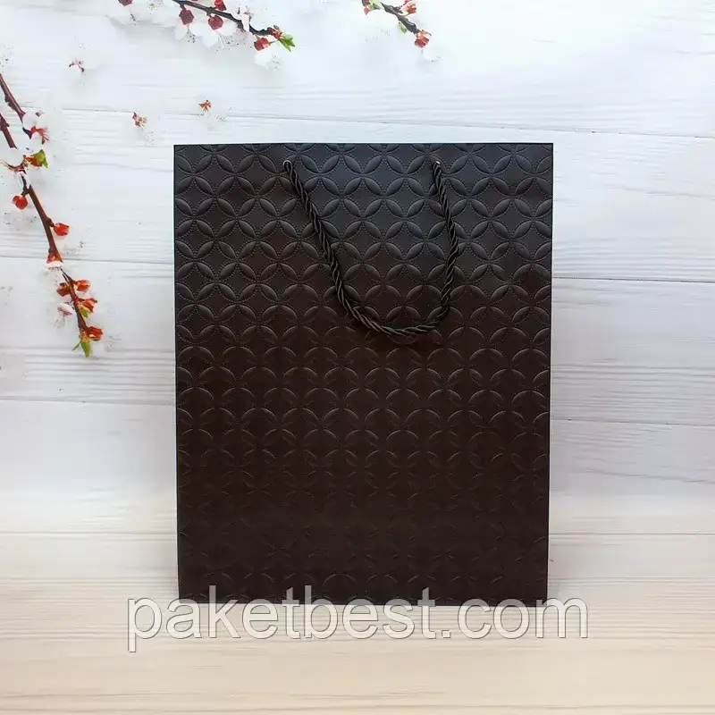 Пакет подарунковий Преміум (18х23х10) Середній (чорний)