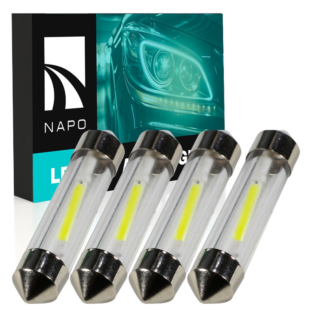 Комплект світлодіодних ламп NAPO LED SJ-COB-A 41mm C5W C10W колір світіння білий 4 шт, фото 1