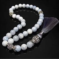 Чітки з натурального каменю Блакитний агат