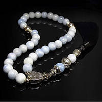 Четки из натурального камня Агат голубой