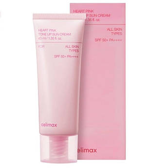 Сонцезахисний крем вирівнюючий тон Celimax Heart Pink Tone Up Sun Cream SPF50+ PA++++ 40 мл