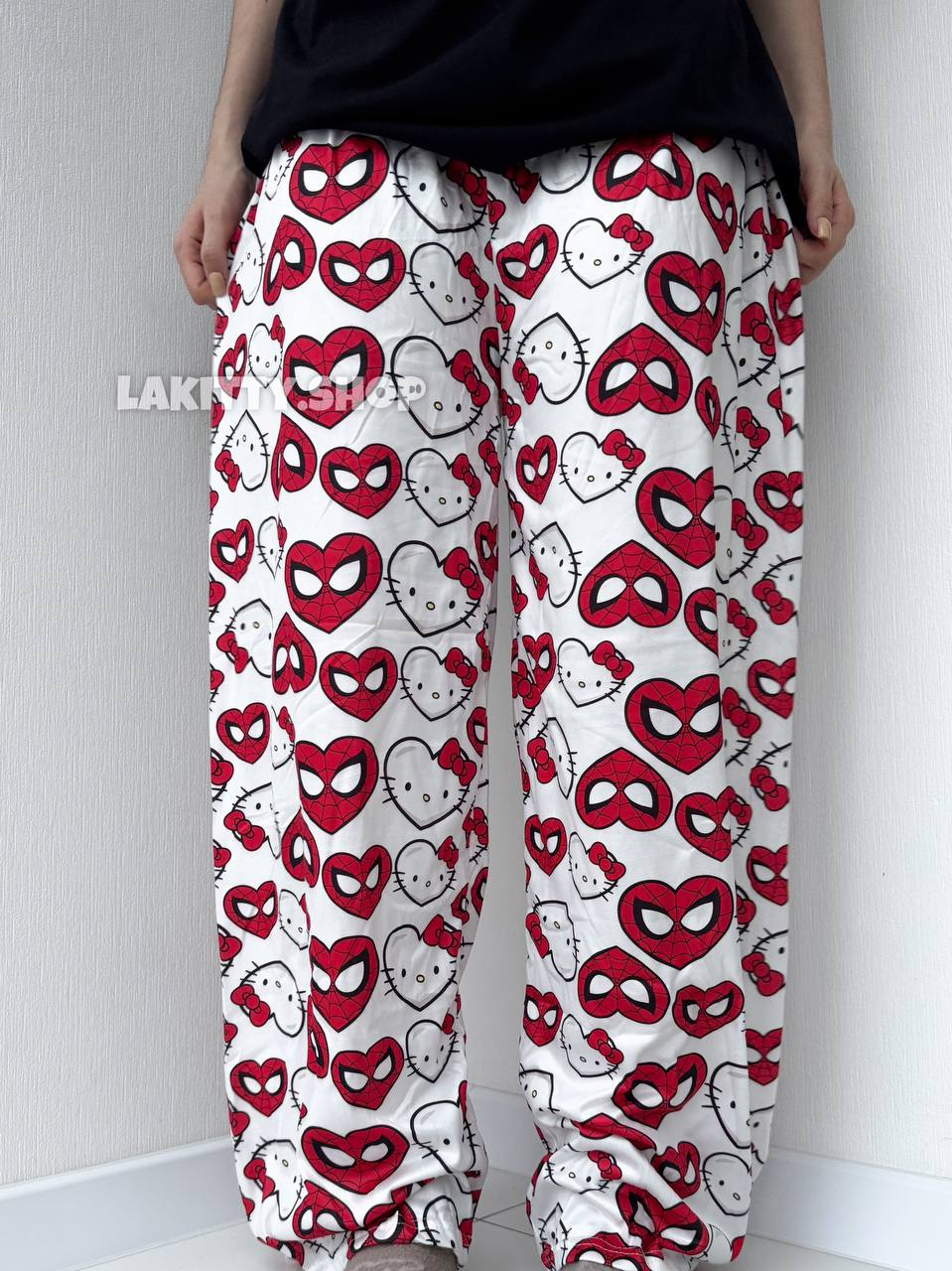 Стильні штани білі hello kitty і людина павук та хелоу кітті, фото 1