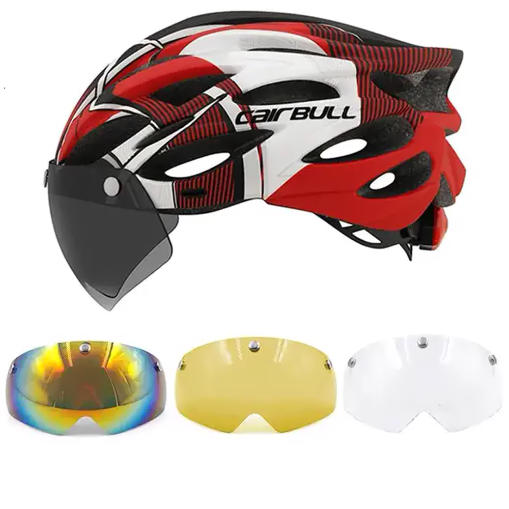 Велосипедний шолом Cairbull 57332 з 4 магнітними візорами | козирком | габаритним ліхтарем, фото 1