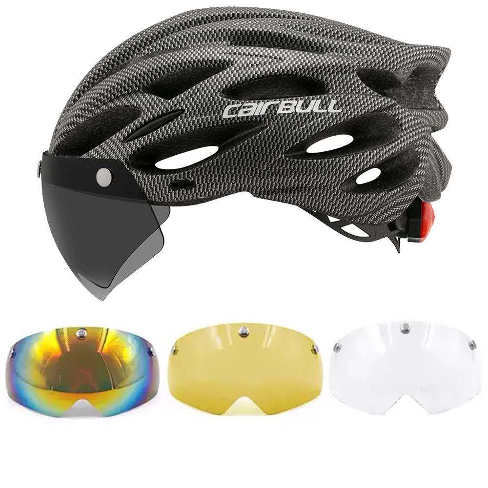 Велосипедний шолом Cairbull 57332 з 4 магнітними візорами | козирком | габаритним ліхтарем