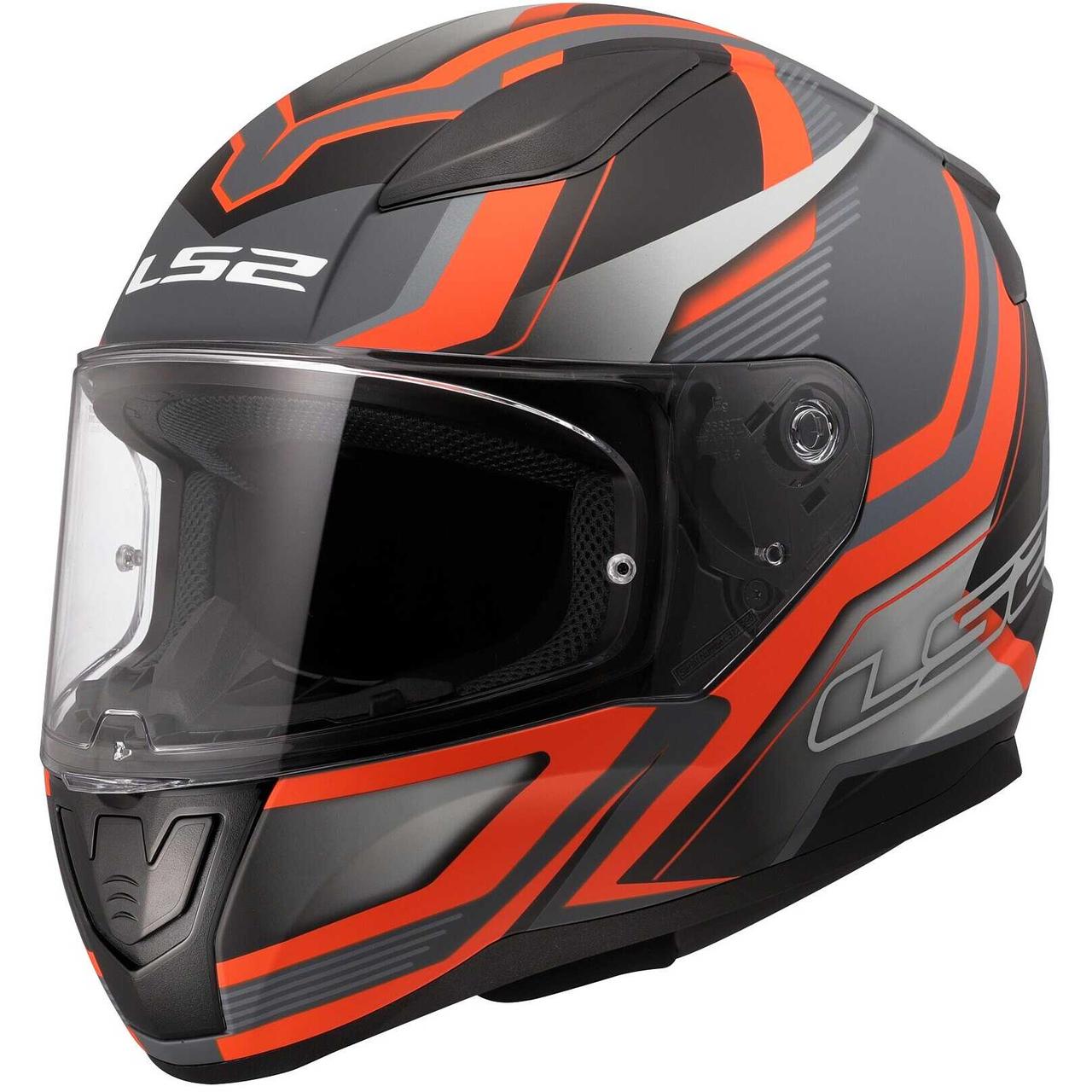 Мотошолом LS2 FF353 Rapid II Flitz Orange Grey з матовим покриттям