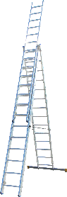 Алюмінієва трисекційна розкладна драбина 3х14 сходинок 3.8-9 м VHR-P