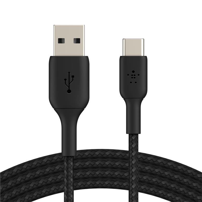 Кабель USB-A > USB-C заряджання/синхронізації Belkin 3м, 15Вт, Type-C, плетений, чорний, фото 1