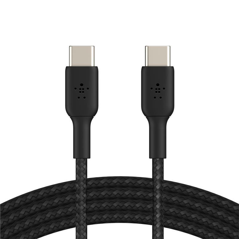 Кабель USB-C > USB-C заряджання/синхронізації Belkin 1м, 60Вт, Type-C, плетений, чорний, фото 1