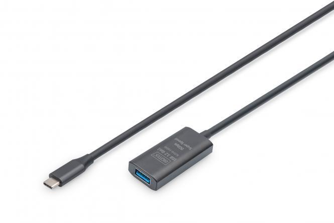 Подовжувач DIGITUS USB 3.2 Gen1 Active Cable 5G, C/M-A/F, 5м, чорний, фото 1
