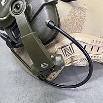Навушники тактичні Earmor M32X Mark3, активні, з кріпленням на шолом і знімним мікрофоном, колір Олива, фото 5