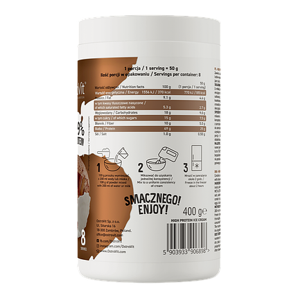 High Protein Ice Cream OstroVit 400 g Chocolate, фото 2