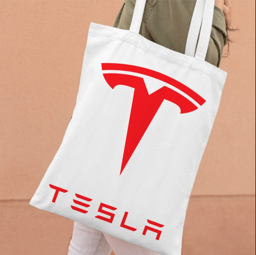 Сумка шопер еко "Tesla тесла логотип емблема авто", фото 1