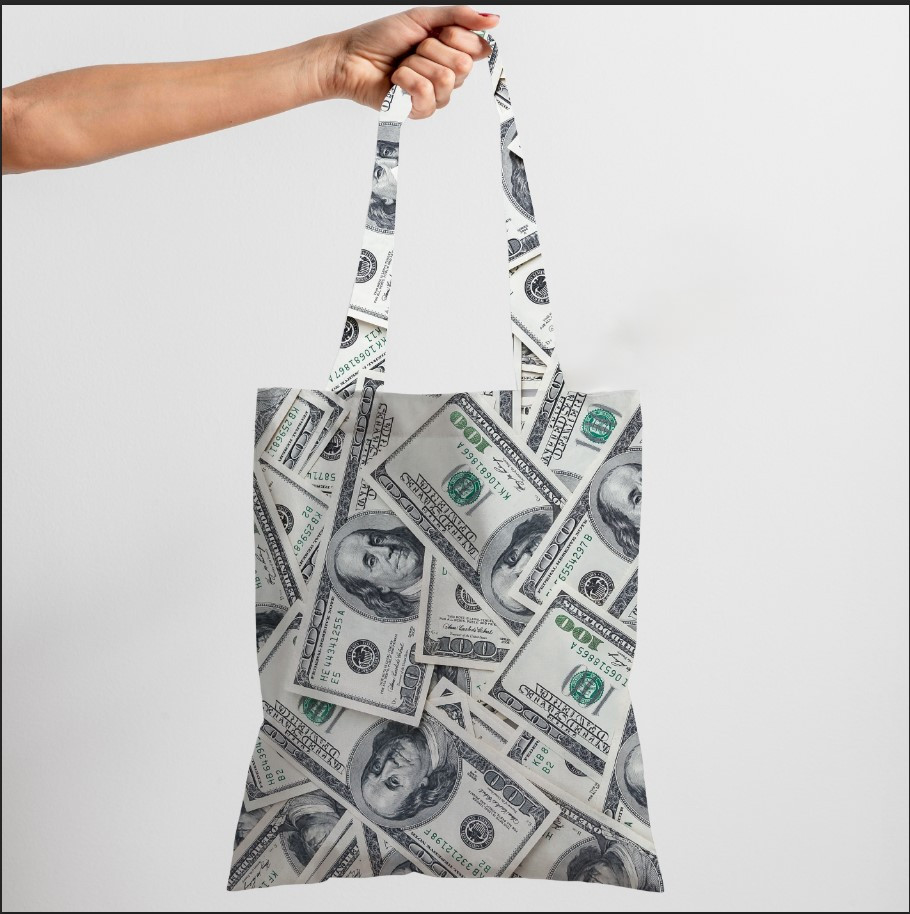 Сумка шопер еко "Валюта банкноти долари грощі", фото 1