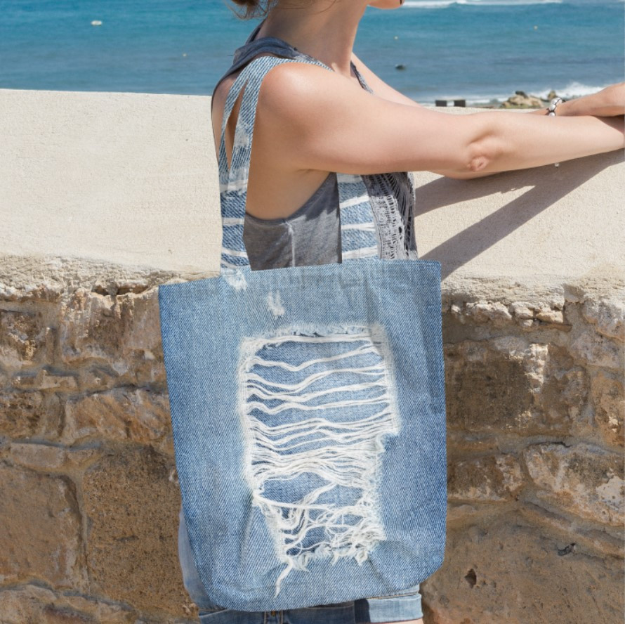 Сумка шопер еко "Джинс текстура рваної тканини потертої 2", фото 1