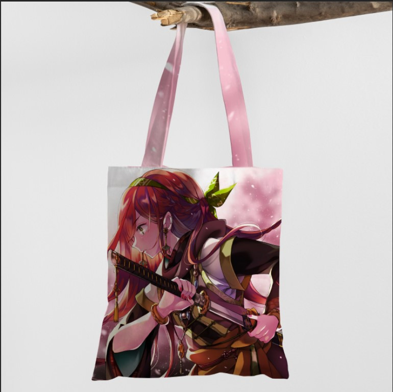 Сумка шопер еко "Дівчина воїн обладунки фарба аніме яскраві 1", фото 1