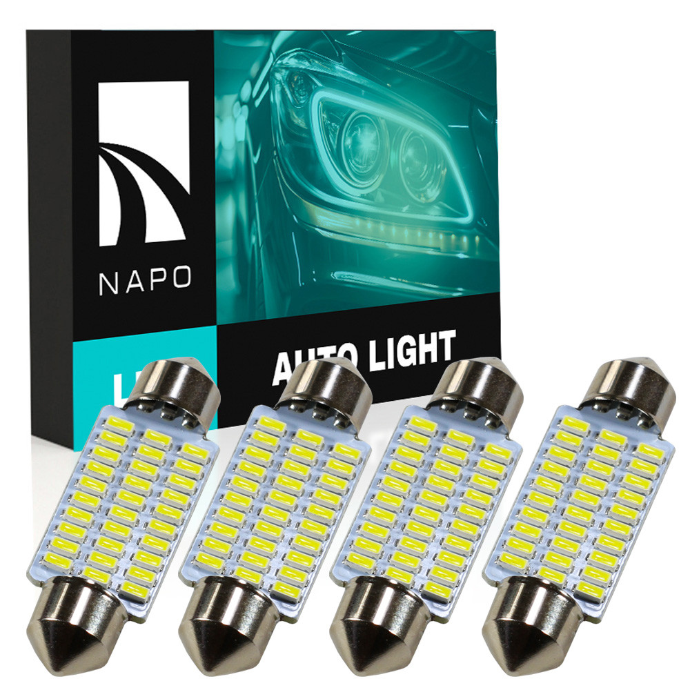 Комплект світлодіодних ламп NAPO LED SJ-3014-30SMD 39mm C5W C10W колір світіння білий 4 шт, фото 1