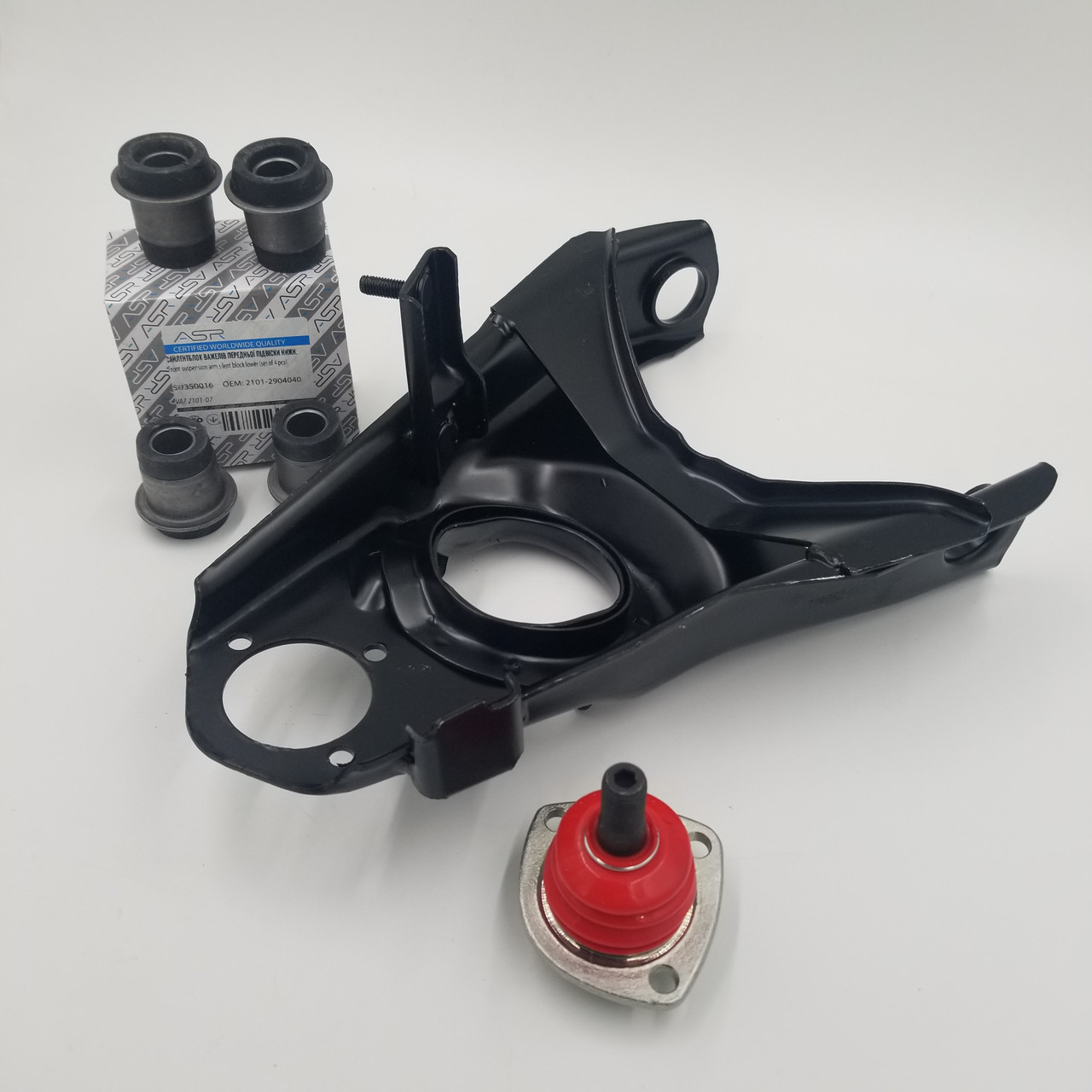 Важіль ВАЗ 2101 нижній лівий (комплект Важіль + кульова + 2 сайлентблоки) ASR Чехія