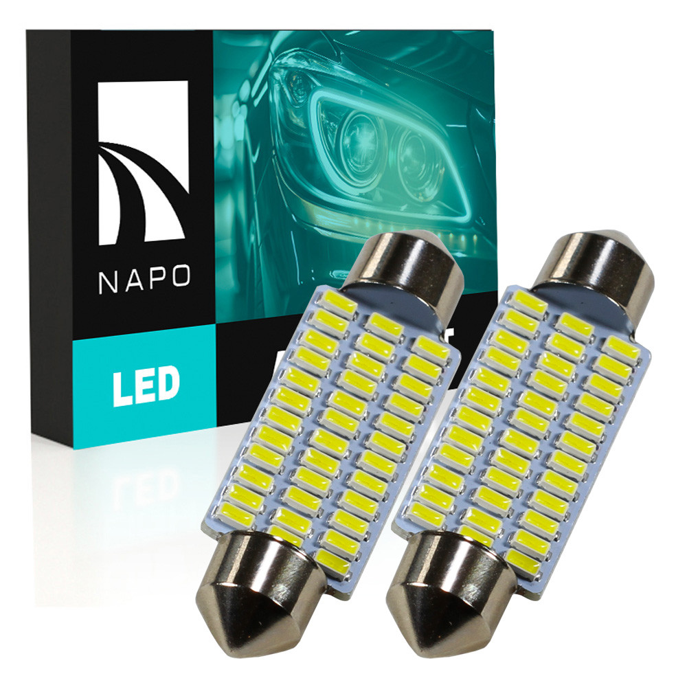 Комплект світлодіодних ламп NAPO LED SJ-3014-36SMD 41mm C5W C10W колір світіння білий 2 шт, фото 1