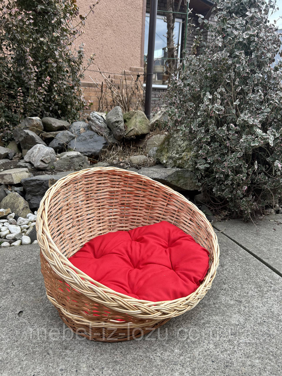 Лежак з Лози з подушкою (колір червоний), фото 1