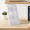 Вентилятор настільний портативний акумулятор та від USB з 2 швидкостями RTY-12 білий, фото 3