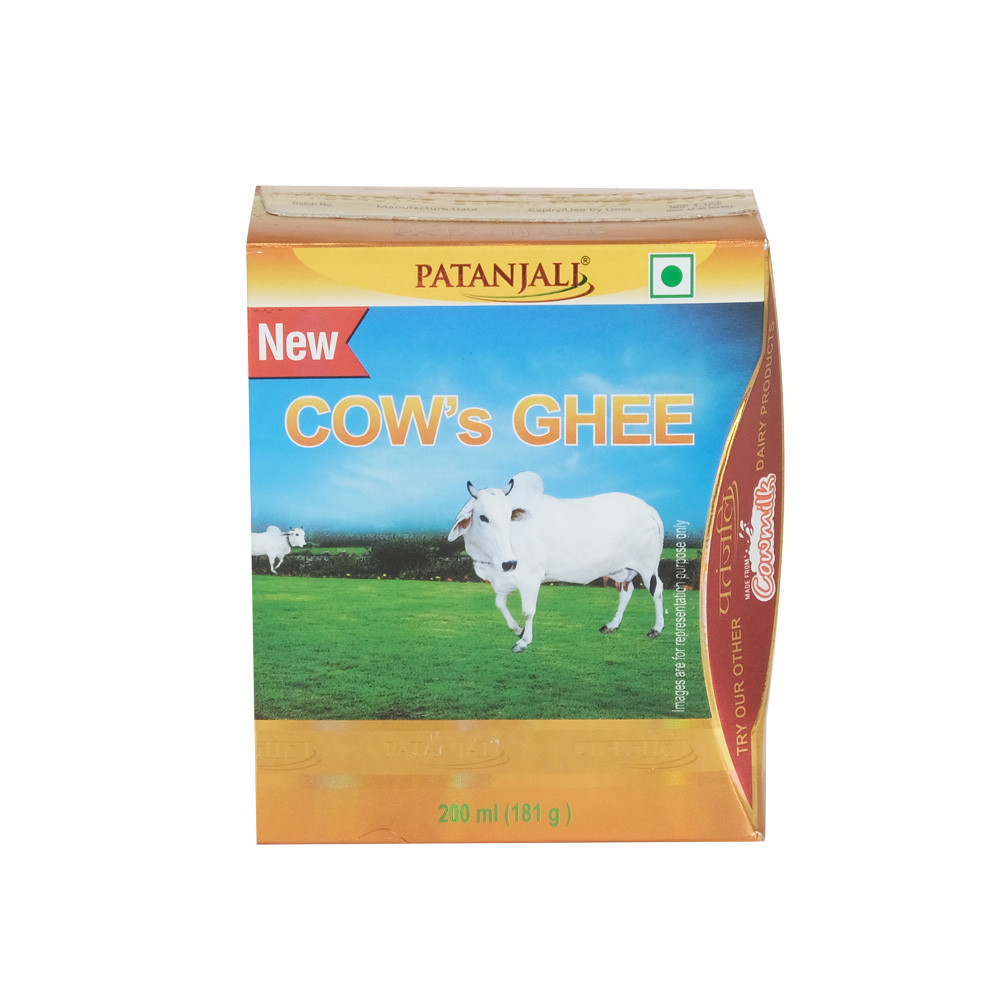 Масло пряжене з коров'ячого молока натуральне ГХІ ПАТАНДЖАЛІ COW'S GHEE 200г PATANJALI для підняття імунітету