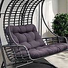 Підвісне крісло кокон Double Galant на 2 особи з підлокітниками з техноротангу на металевих стійках, фото 3