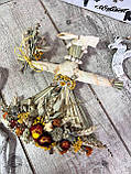 Лялька з натуральних матеріалів на Великдень, оберіг мотанка з букетиком , мотанка з сухоцвітів,32-30 см, фото 3