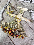 Лялька з натуральних матеріалів на Великдень, оберіг мотанка з букетиком , мотанка з сухоцвітів,32-30 см, фото 4