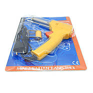 Електричний паяльник жовтий з курковим механізмом подачі припою і тримачем котушки потужністю 60 Вт, фото 5