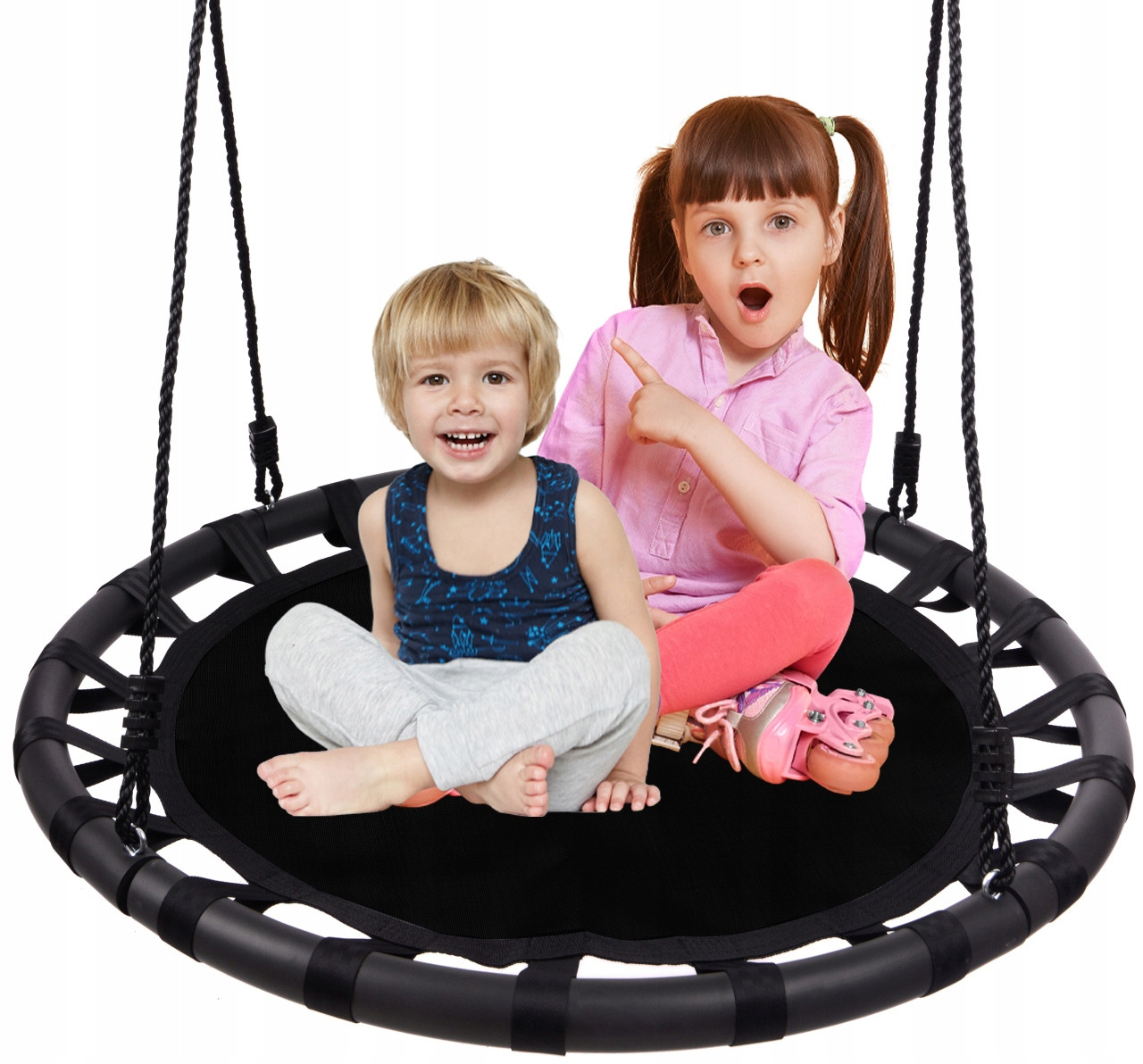 Велике підвісне крісло-гойдалка  Funfit Garden гніздо лелеки 100 см 150 кг чорне