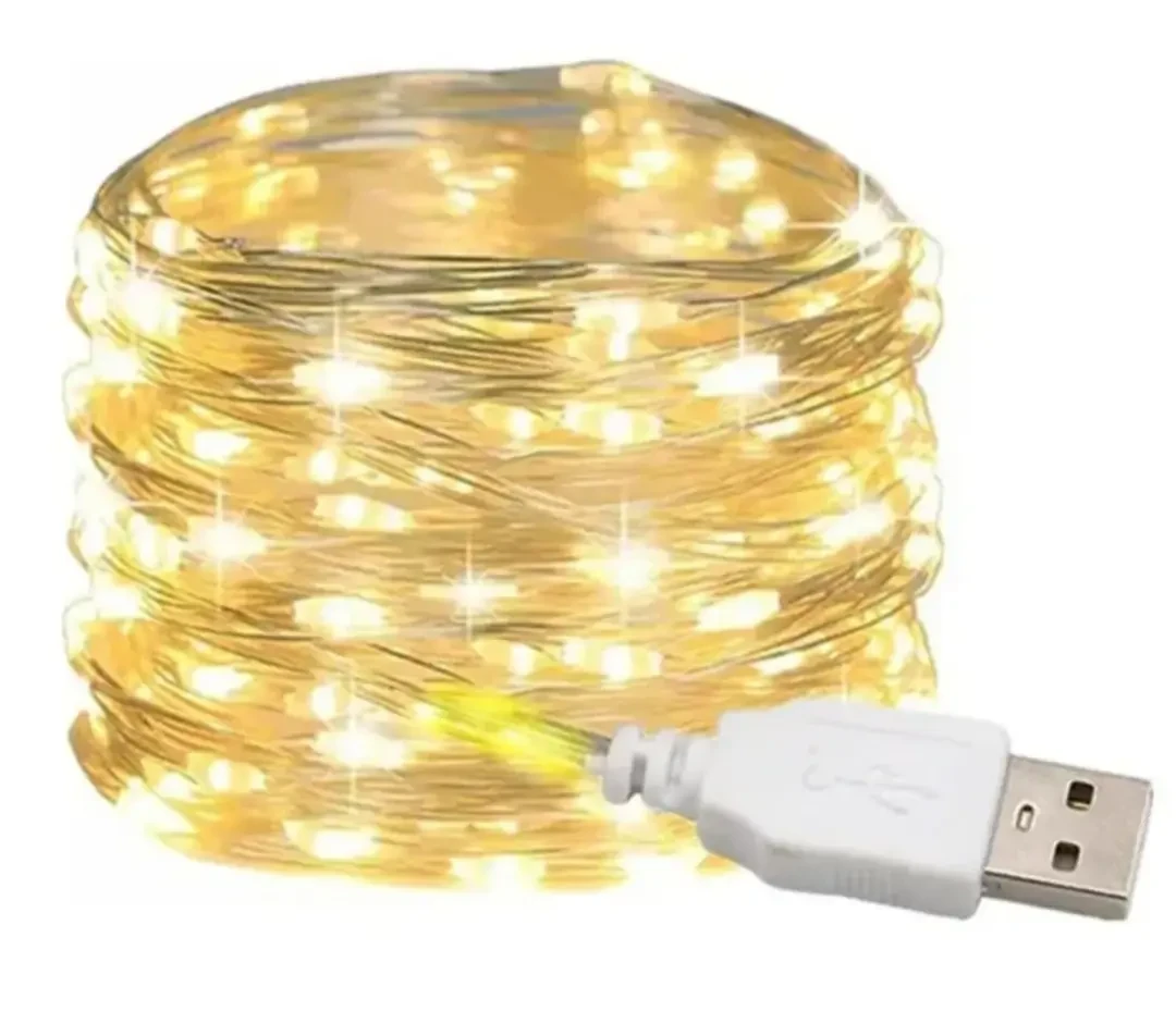 Гірлянда Роса дріт 50led довжина 5 метрів колір теплий на батарейках