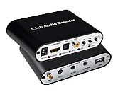 Аудіо декодер 5.1 HDMI ARC ЦАП Bluetooth оптичний SPDIF конвертер звуку в аналоговий 3x3.5мм з Bluetooth, фото 3